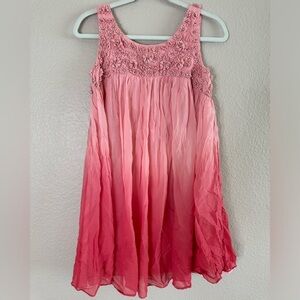 Y2K Vintage Betsey Johnson Silk Pink Ombre Flower appliqué party dress sz 4